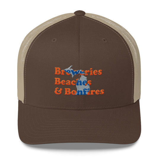 Michigan Breweries Beaches & Bonfires Trucker Hat