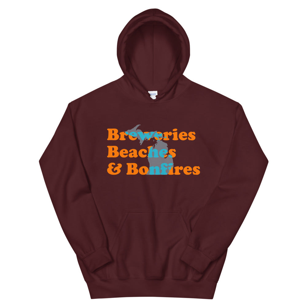 Michigan Breweries Beaches & Bonfires Hoodie