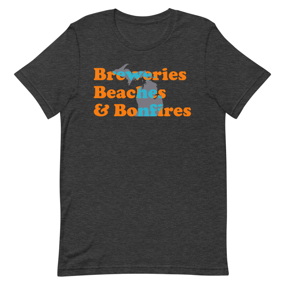 Michigan Breweries Beaches & Bonfires T-Shirt